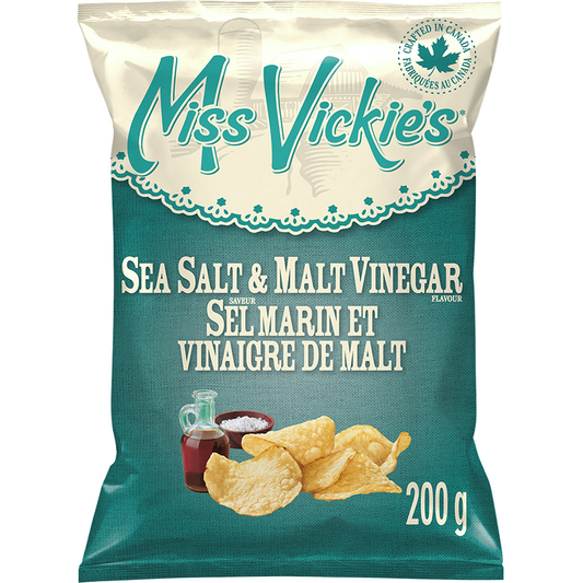 Sea Salt & Malt Vinegar flavour kettle cooked potato chips - Miss Vickie's
