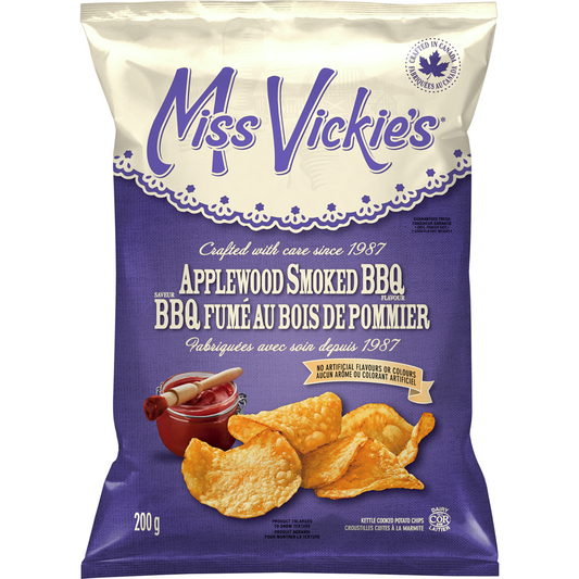 Applewood Smoked BBQ flavour kettle cooked potato chips - Miss Vickie's